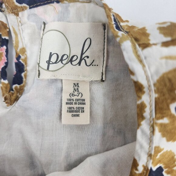 Peek Girls Boho Patterned Ruffled Front Cotton 3/4 Sleeve Blouse Size M 6-7 - Picture 6 of 10